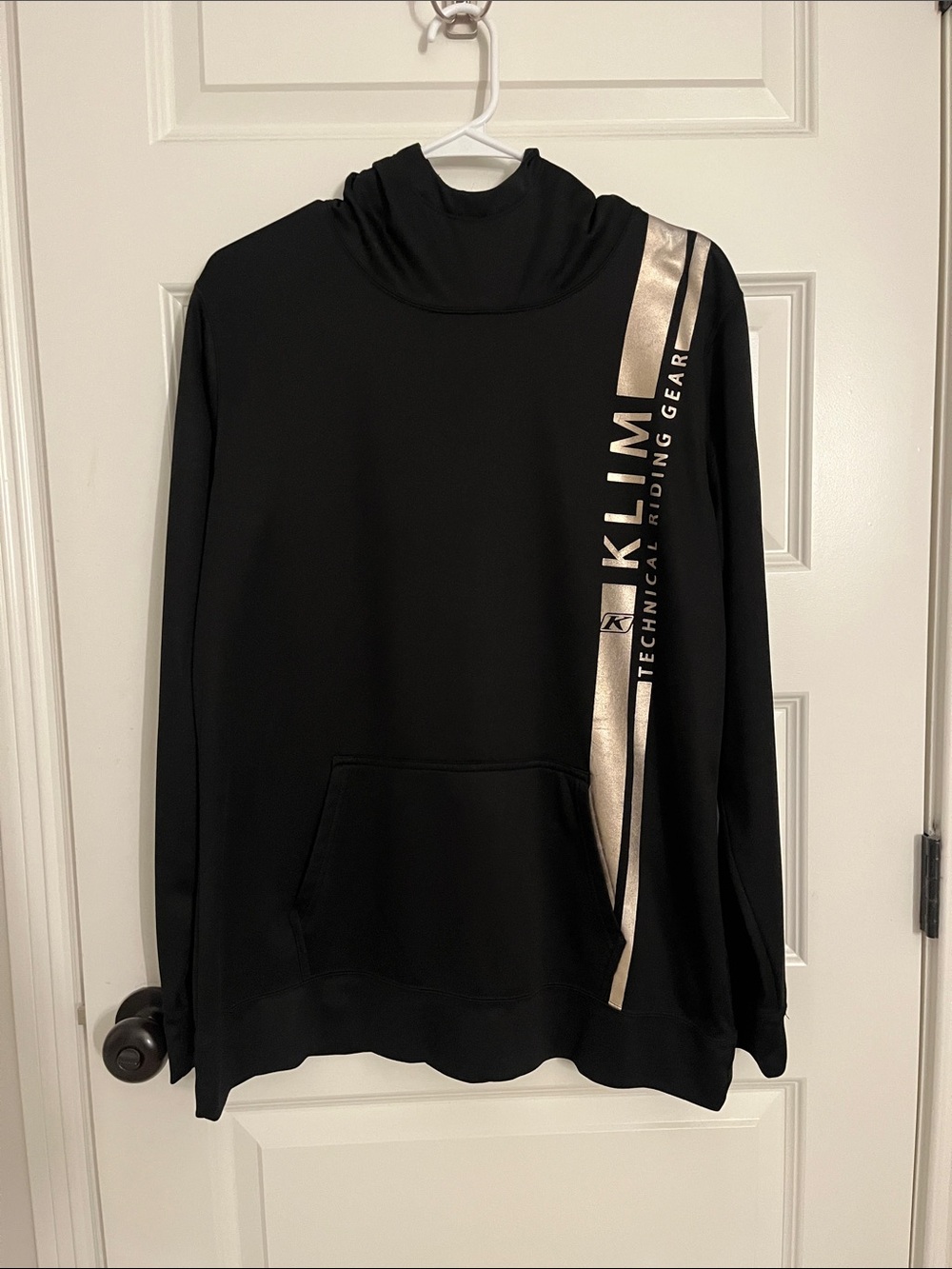 KLIM Black Pullover Hoodie with Metallic Stripe